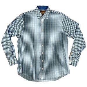 Schöffel Men's Blue White Gingham Button Down Shirt Size L Contemporary Fit